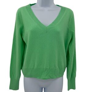 J. Crew V-Neck Cashmere Sweater in Bright Green